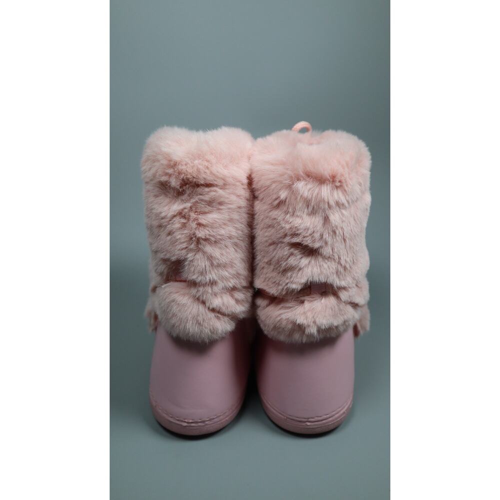 ZHENAIYISHENG Pink Faux Fur Snow Boots Women Mid Calf Winter Platform Size 9 - Picture 3 of 7